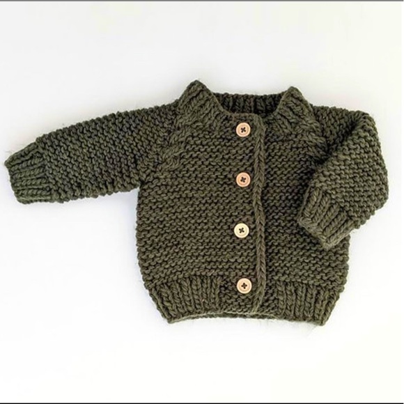 Loden Garter Stitch Cardigan Sweater - Picture 1 of 2